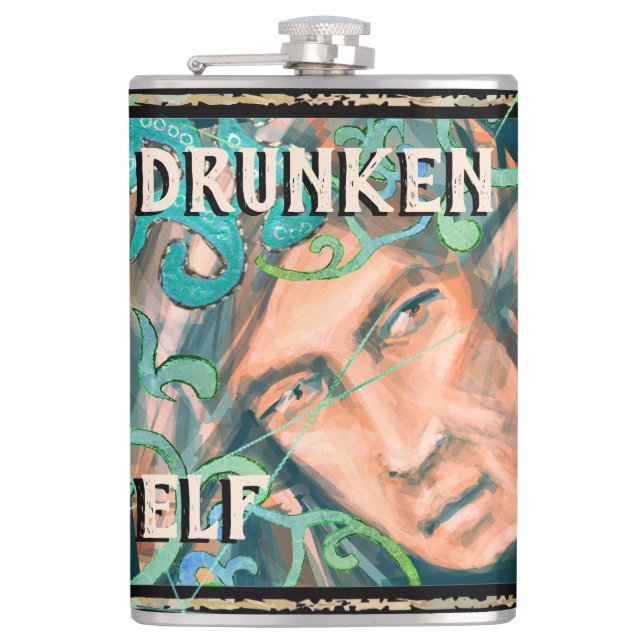 Drunken Green Wood Elf Elvish Brew Hip Flask (Front)