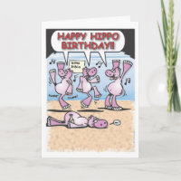 Drunken Hippos Birthday Card