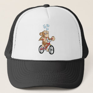 Drunken Monkey Riding Bicycle Trucker Hat