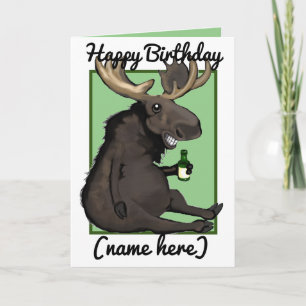 Drunken Moose Cartoon Personalised Birthday Card