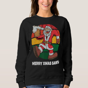 Drunken Santa Claus Retro Vintage Sunset Happy Hol Sweatshirt