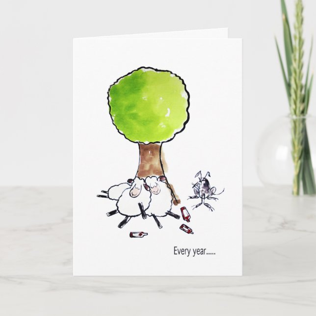 Drunken Sheep Birthday Card (Front)