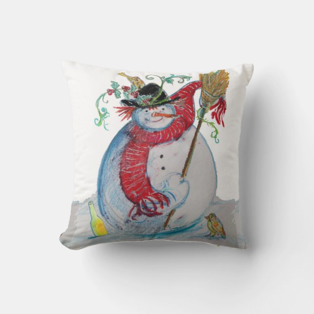 DRUNKEN SNOWMAN CUSHION (Front)