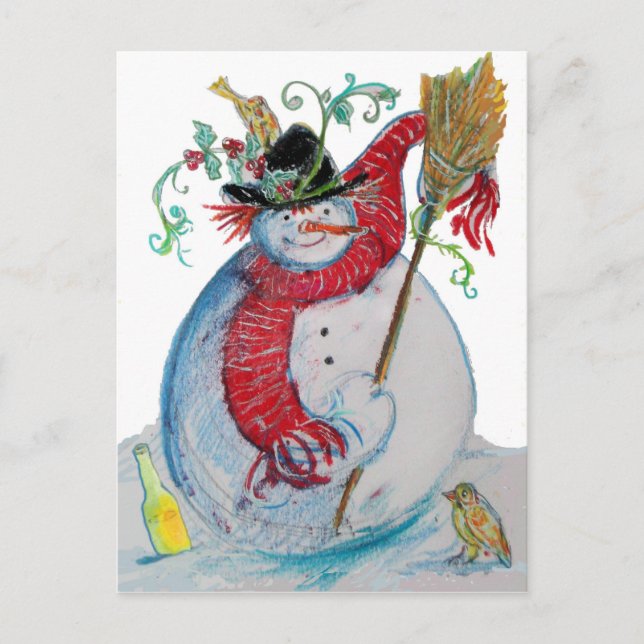 DRUNKEN SNOWMAN POSTCARD (Front)