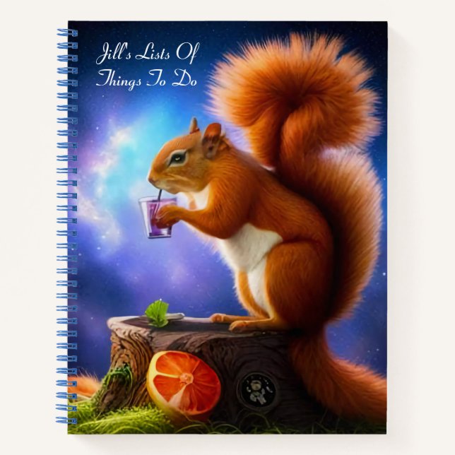 Drunken Squirrel,  Personalised, Spiral  Notebook (Front)
