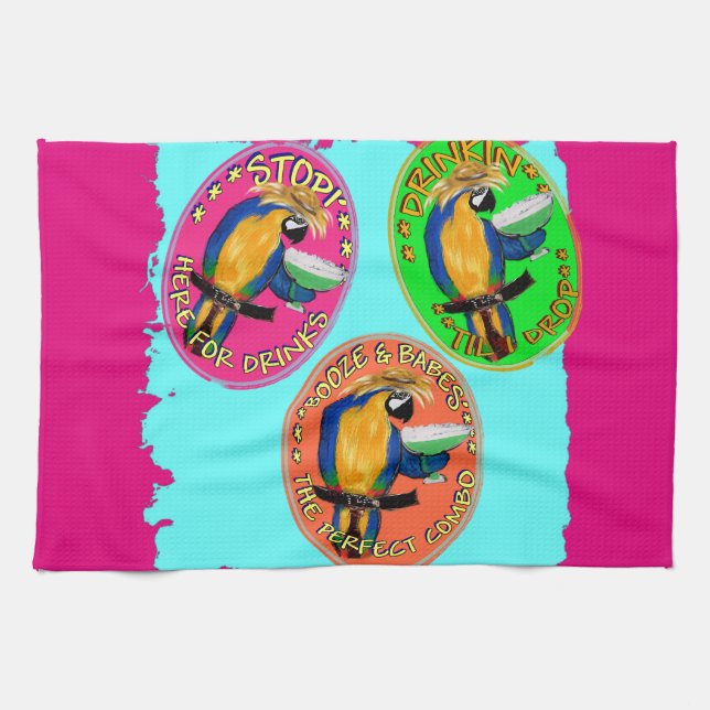 DRUNKIN PARROTS TEA TOWEL (Horizontal)