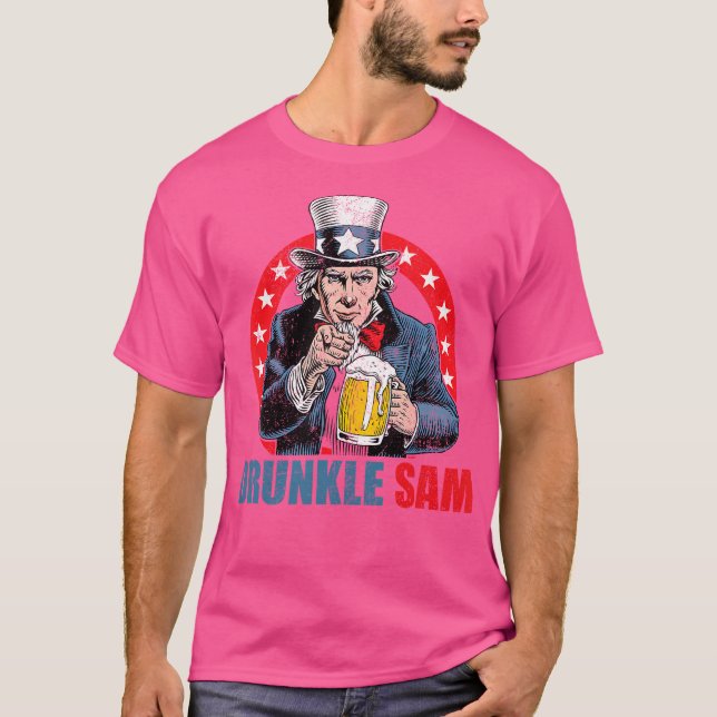 Drunkle Sam Funny 4Th Of July Uncle Sam Usa Beer D T-Shirt (Front)