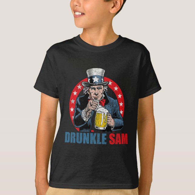 Drunkle Sam Funny 4th Of July Uncle Sam Usa Beer D T-Shirt (Front)
