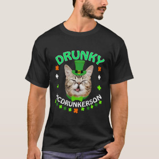 Drunky Mcdrunkerson St Patrick'S Day Cat T-Shirt