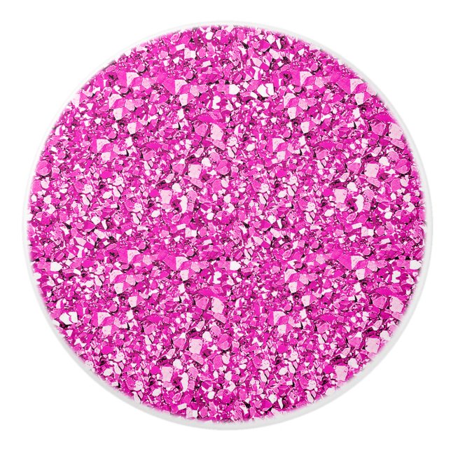 Druzy crystal - fuchsia pink ceramic knob (Front)