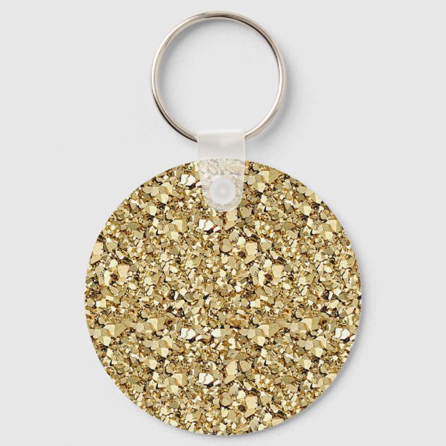 Druzy crystal - metallic gold key ring (Front)