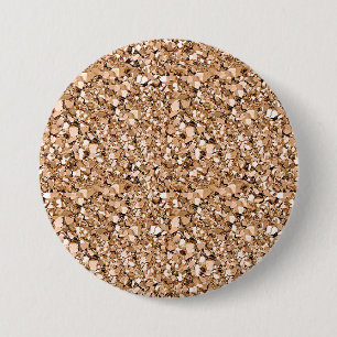 Druzy crystal - rose gold colour 7.5 cm round badge