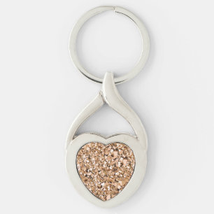 Druzy crystal - rose gold colour key ring