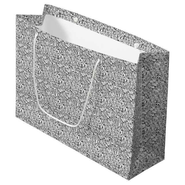 Druzy crystal - white gold colour large gift bag (Front Angled)