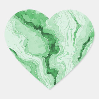Druzy Forest Green Agate Look Heart Sticker