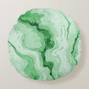 Druzy Forest Green Agate Look Round Cushion