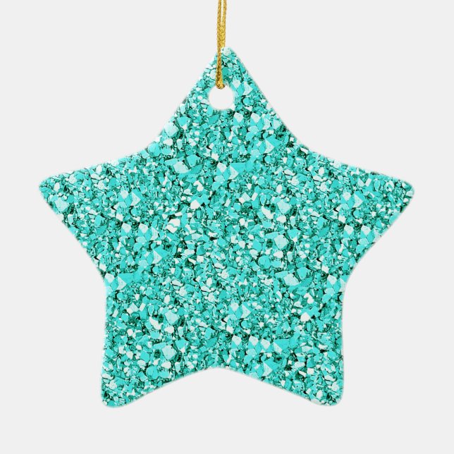 Druzy quartz crystals - aquamarine blue ceramic tree decoration (Front)