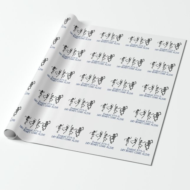 Dry Bones Come Alive Funny Christian Halloween Wrapping Paper (Unrolled)