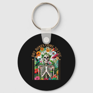 Dry Bones Come Alive Funny Skeleton Floral Christi Key Ring