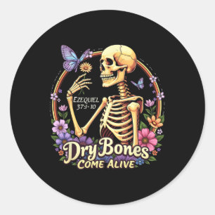 Dry Bones Come Alive Halloween Dancing Skeleton Ch Classic Round Sticker