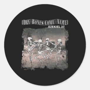 Dry Bones Come Alive Skeleton Dancing Halloween  Classic Round Sticker