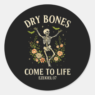 Dry Bones Come To Life Dancing Floral Skeleton _1  Classic Round Sticker