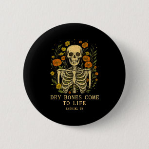 Dry Bones Come To Life Dancing Floral Skeleton 6 Cm Round Badge