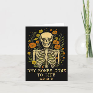 Dry Bones Come To Life Dancing Floral Skeleton Card