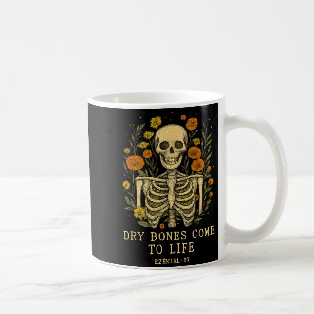 Dry Bones Come To Life Dancing Floral Skeleton  Coffee Mug (Right)