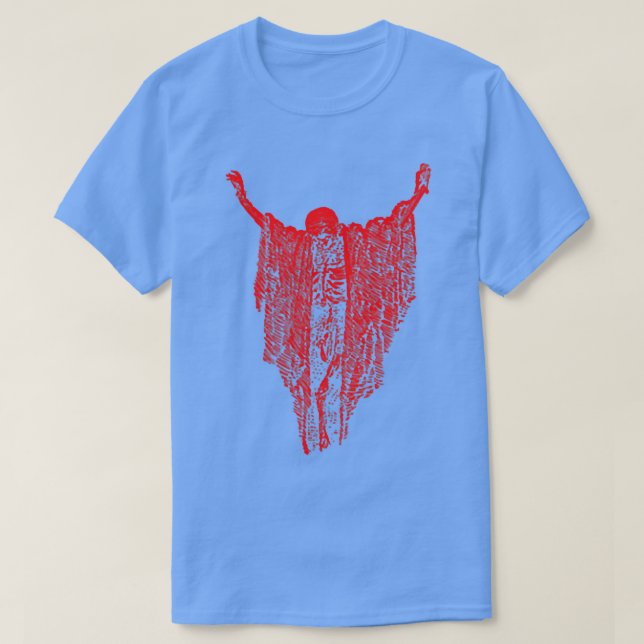 Dry Bones Shirt - Pastel Goth Red Creepy Skeleton  (Design Front)