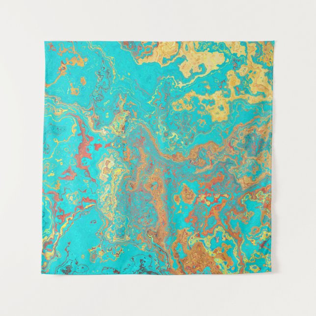 Dry brush painting marble gold artwork. Abstract f Tapestry (Front)