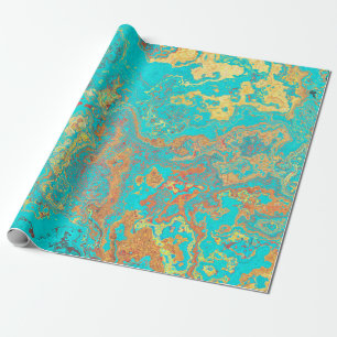 Dry brush painting marble gold artwork. Abstract f Wrapping Paper