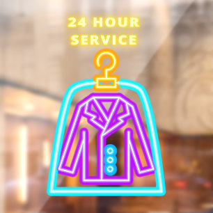 Dry Cleaners Faux Neon 24 Hour Service Front