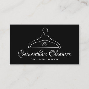 Dry Cleaners Monogram Cleaning Hanger Black Business Card
