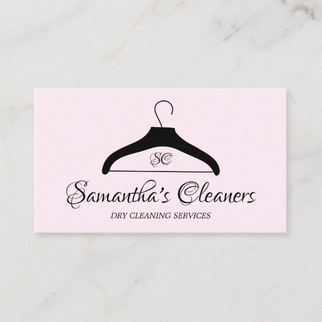 Dry Cleaners Monogram Laundry Business Card (Front)