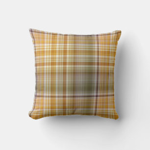 Dry Corn Yellow and Olive Green Plaid Cushion
