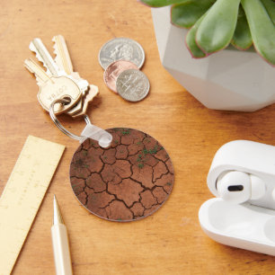 dry, cracked ground key ring