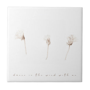 Dry dandelions ink drawing ceramic tile