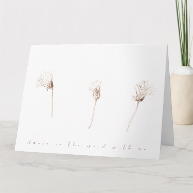 Dry dandelions ink drawing greeting card (Front)