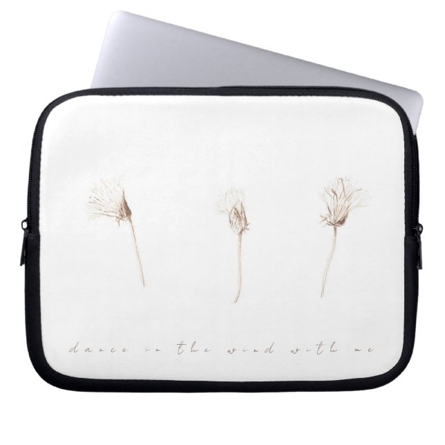 Dry dandelions ink drawing laptop sleeve (Front)