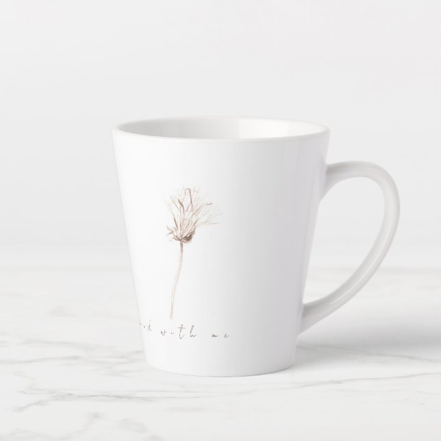 Dry dandelions ink drawing latte mug (Right)