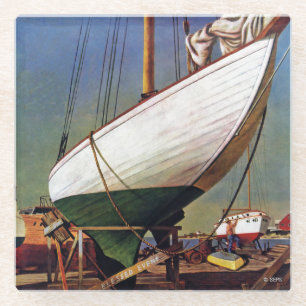 Dry Dock by John Atherton Glass Coaster