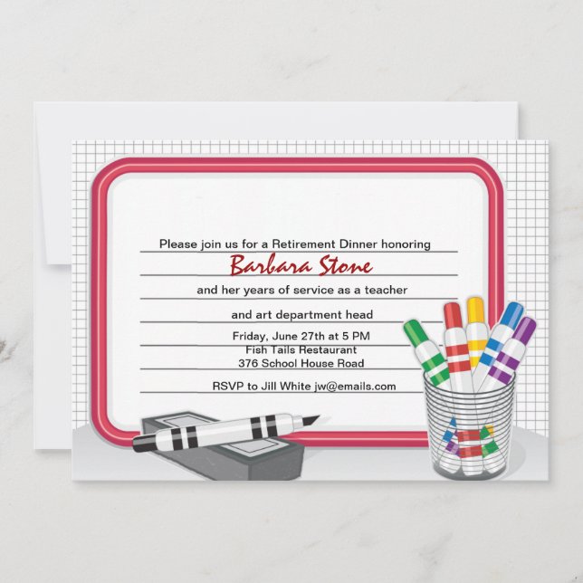 Dry Erase Board Retirement Invitation (Front)