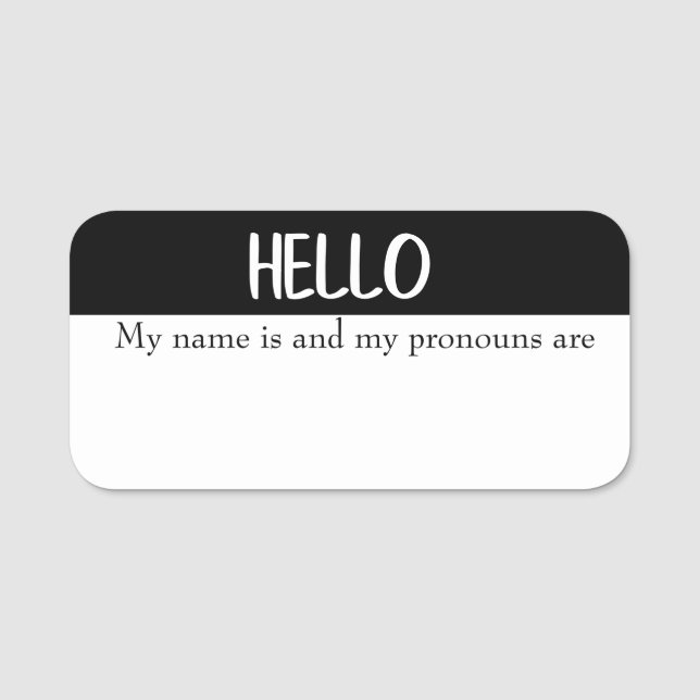 Dry Erase Hello Customisable Reusable Pronoun  Name Tag (Front)