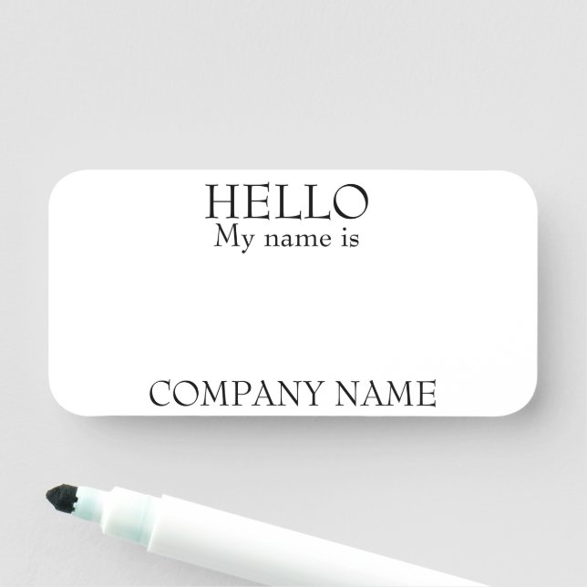 Dry Erase Reusable Customisable Hello My Name  Tag (In Situ)