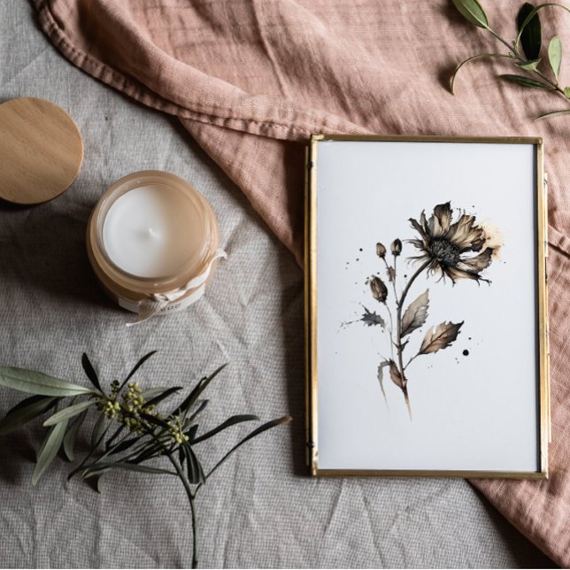 Dry Flower Ink Watercolor Black Poster (Creator Uploaded)