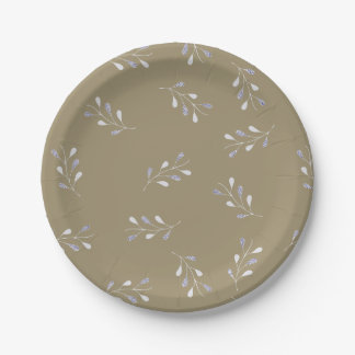 Dry green paper plate, with leaves. plate