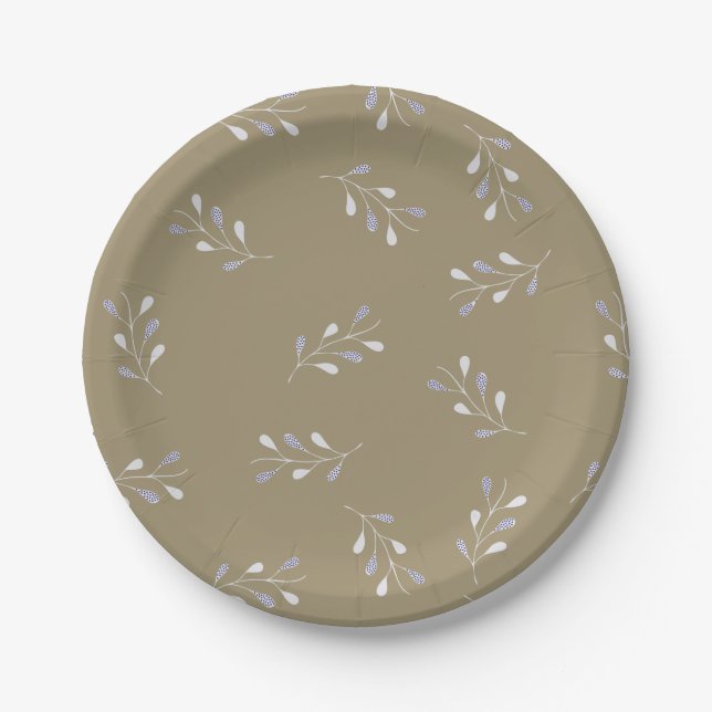 Dry green paper plate, with leaves. plate (Front)