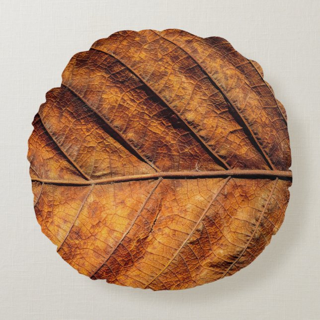 Dry leaf: natural texture background. round cushion (Front)