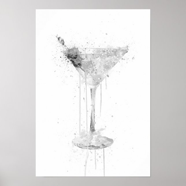 Dry Martini Cocktail Wall Art Print (Grey Edition) (Front)
